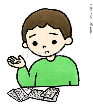 薬に不安がある人の手描きイラスト 125766011
