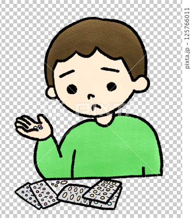 薬に不安がある人の手描きイラスト 125766011