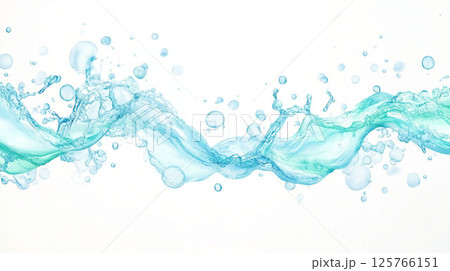 透明感のある水のスプラッシュと気泡の背景 125766151
