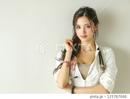 クリニックで働く女性医師のイメージ素材 125767080