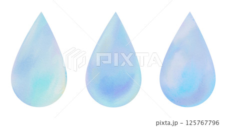 雫の水彩イラスト素材、雨の滴 125767796
