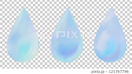 雫の水彩イラスト素材、雨の滴 125767796