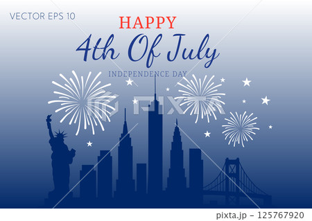 Statue of Liberty and Fireworks on 4th of July Independence Day Background Statue of Liberty and Fireworks on 4th of July Independence Day Background 125767920