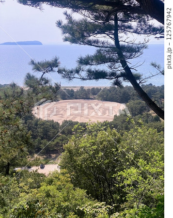 香川県琴弾公園の銭形砂絵「寛永通宝」 香川県琴弾公園の銭形砂絵「寛永通宝」 125767942