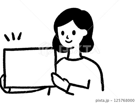 ボードで案内をする若い女性 ボードで案内をする若い女性 125768000