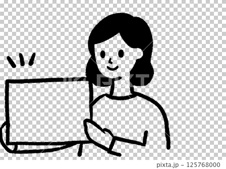 ボードで案内をする若い女性 ボードで案内をする若い女性 125768000