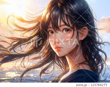 風と太陽のバックライトシリーズの女性イラスト 風と太陽のバックライトシリーズの女性イラスト 125768275