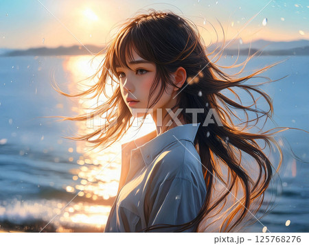 風と太陽のバックライトシリーズの女性イラスト 風と太陽のバックライトシリーズの女性イラスト 125768276