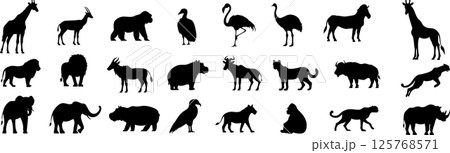 アフリカの動物に関するシルエットセット 125768571