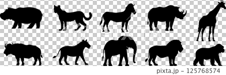 Simple animal silhouette set Simple animal silhouette set 125768574