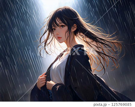 街灯のスポットライトで、ハッとした瞬間を強調 街灯のスポットライトで、ハッとした瞬間を強調 125769085