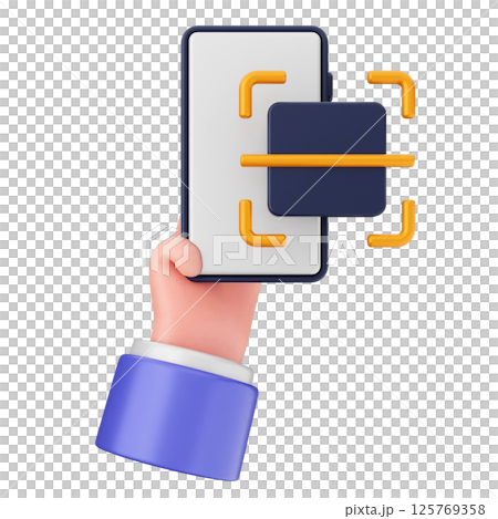 3d smartphone icon scan barcode 125769358