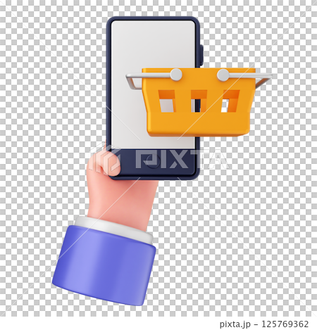 3d smartphone icon online shopping basket 3d smartphone icon online shopping basket 125769362