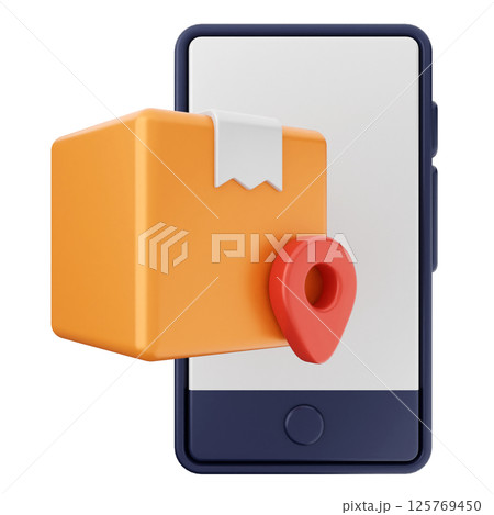 3d smartphone icon delivery box location 3d smartphone icon delivery box location 125769450