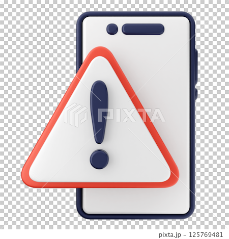 3d smartphone icon caution alert warning reminder 125769481