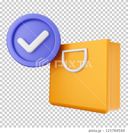 3d verification check mark approve shopping bag 3d verification check mark approve shopping bag 125769589