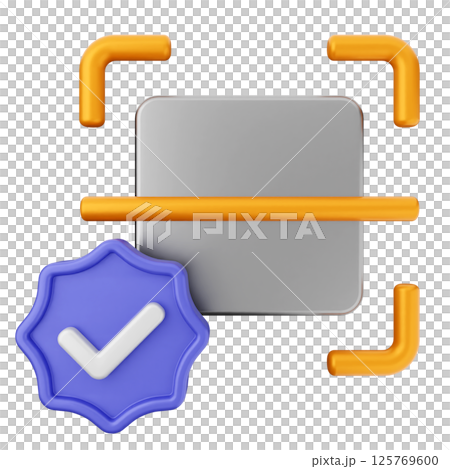 3d verification check mark approve scan barcode 125769600