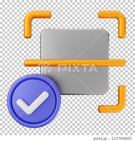 3d verification check mark approve scan barcode 3d verification check mark approve scan barcode 125769603