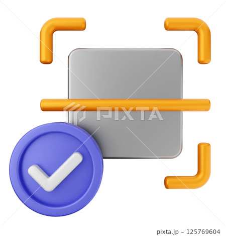3d verification check mark approve scan barcodeのイラスト素材 [125769604] - PIXTA