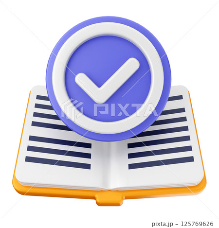 3d verification check mark approve book education 125769626