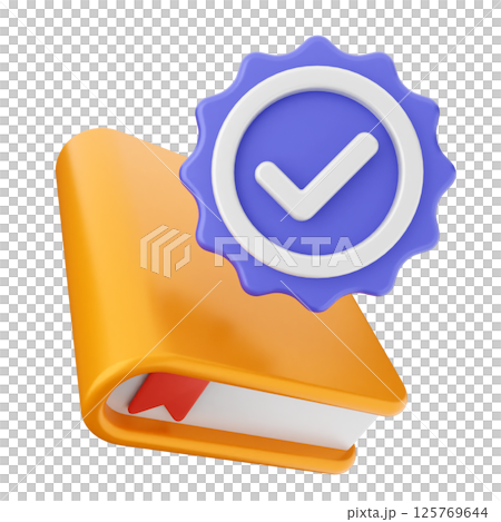 3d verification check mark approve book 125769644