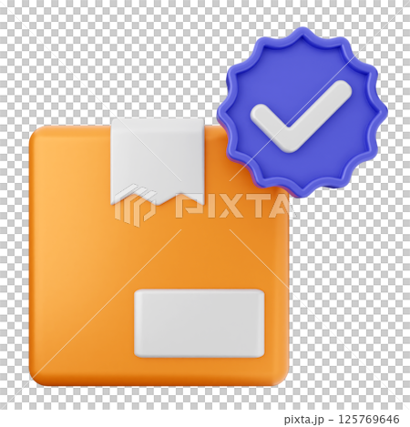 3d verification check mark approve delivery box 3d verification check mark approve delivery box 125769646