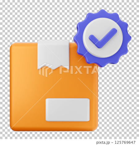 3d verification check mark approve delivery box 3d verification check mark approve delivery box 125769647