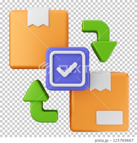 3d verification check mark approve delivery boxのイラスト素材 [125769667] - PIXTA
