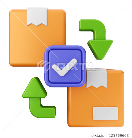 3d verification check mark approve delivery box 125769668