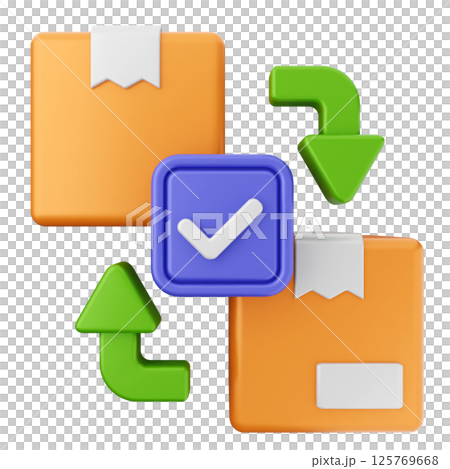 3d verification check mark approve delivery box 125769668