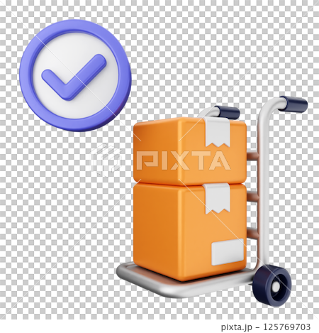 3d verification check mark approve delivery package 125769703