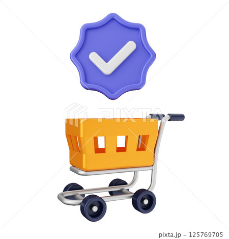 3d verification check mark approve online shopping cart 3d verification check mark approve online shopping cart 125769705