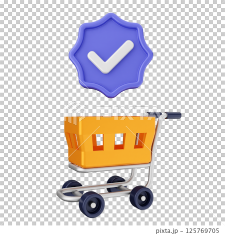 3d verification check mark approve online shopping cart 3d verification check mark approve online shopping cart 125769705