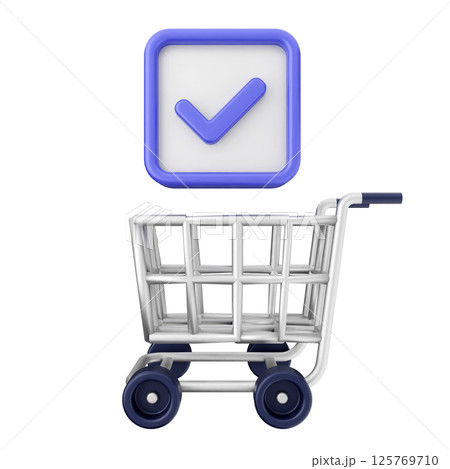 3d verification check mark approve online shopping cart 125769710