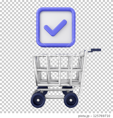 3d verification check mark approve online shopping cart 125769710