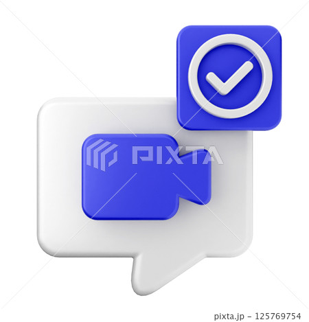 3d verification check mark approve videocall 125769754
