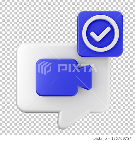3d verification check mark approve videocall 125769754