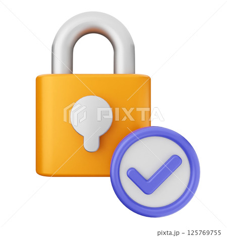3d verification check mark approve padlock 3d verification check mark approve padlock 125769755