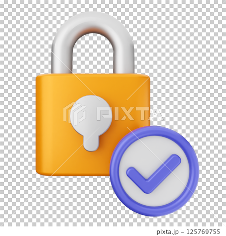 3d verification check mark approve padlock 125769755