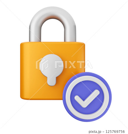 3d verification check mark approve padlock 3d verification check mark approve padlock 125769756