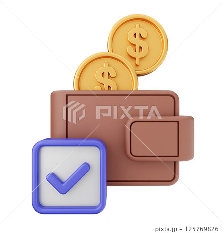 3d verification check mark approve payment 125769826