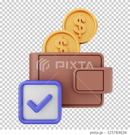 3d verification check mark approve payment 125769826