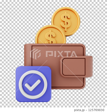 3d verification check mark approve payment 125769830