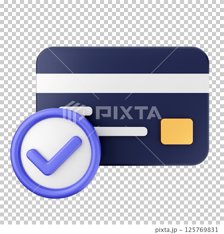 3d verification check mark approve credit card payment 125769831