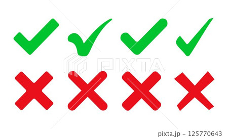 Check mark and cross symbols	 125770643