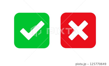 Check mark and cross symbol 125770649