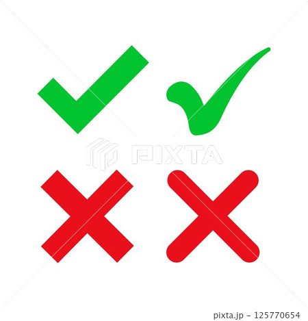 Check mark and cross symbols Check mark and cross symbols 125770654