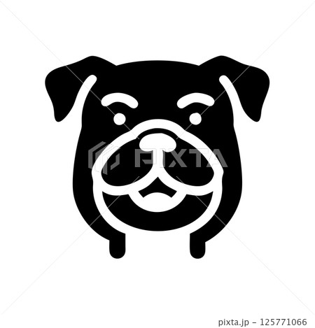 Happy Bulldog Mascot Silhouette Vector Icon Fierce Logo Design for T-Shirt Sports Teams and Bold Branding 125771066