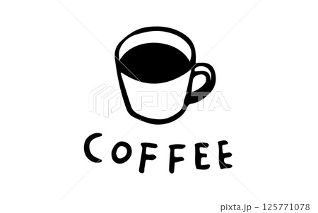 シンプルなコーヒーカップのアイコン、白黒 125771078