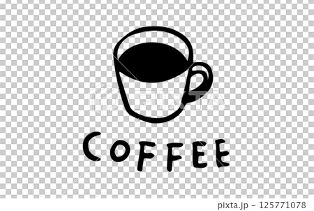 シンプルなコーヒーカップのアイコン、白黒 125771078